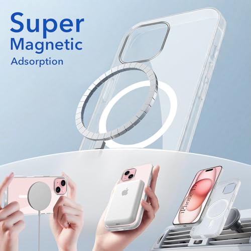Image of Jkobi Lifetime Anti-Yellow MagSafe Compatible Clear Back Case Cover for Apple iPhone 15 (Sleek Hard Crystal | Camera Protection and Shockproof)