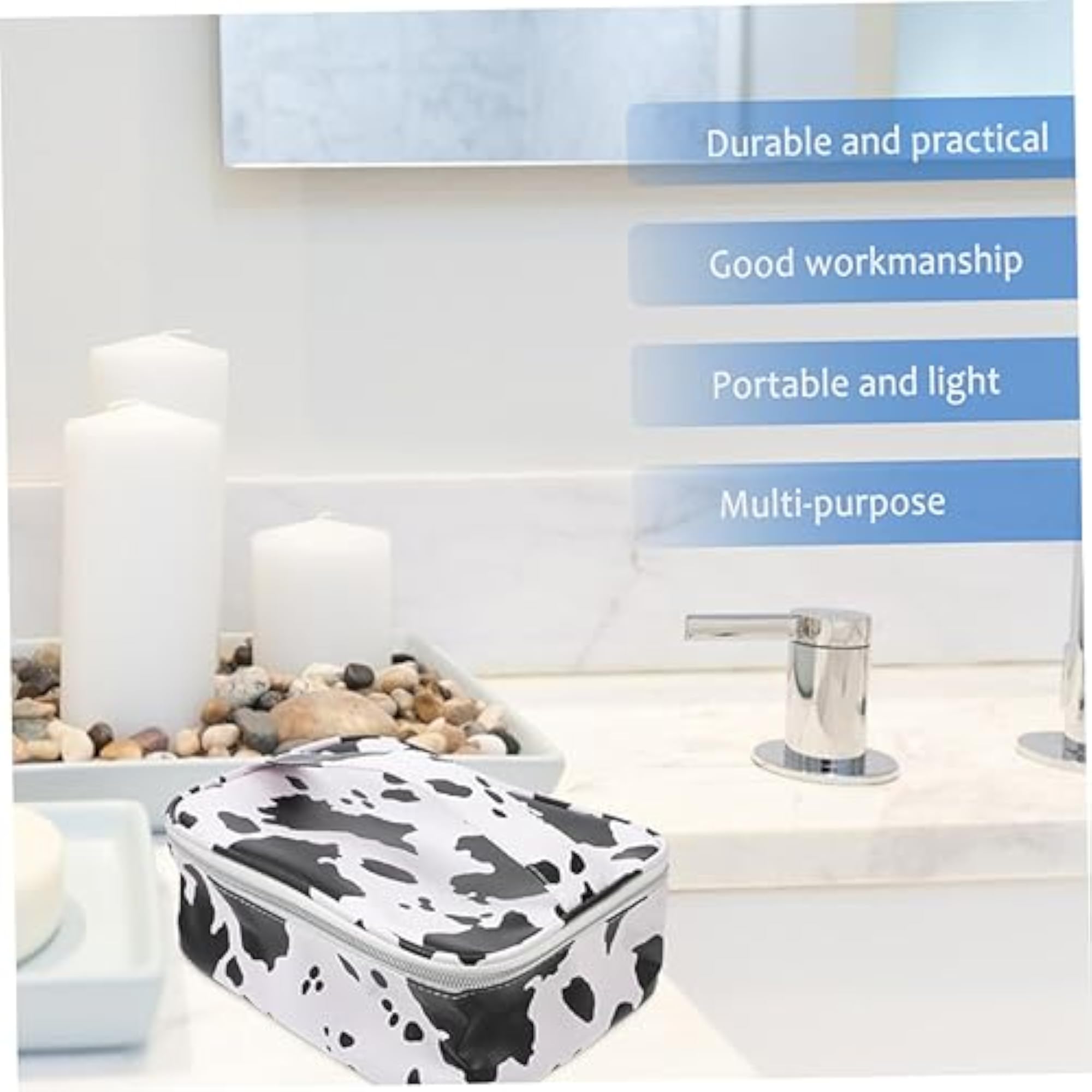 16 Pcs Cow Pattern Cosmetic Bag Travel Makeup Set