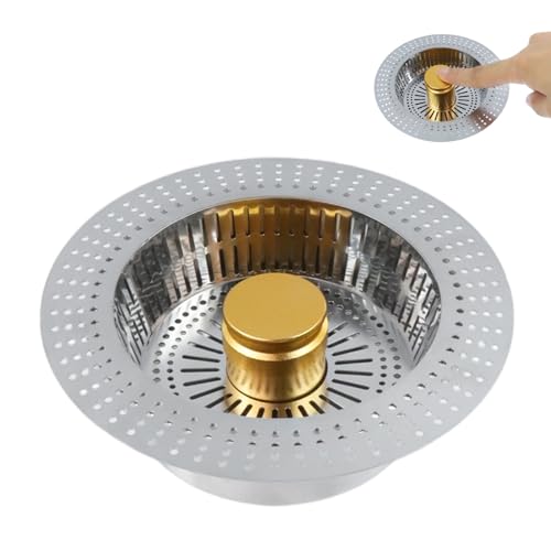 Colador y tapón pop-up para fregadero de cocina 3 en 1 acero inoxidable