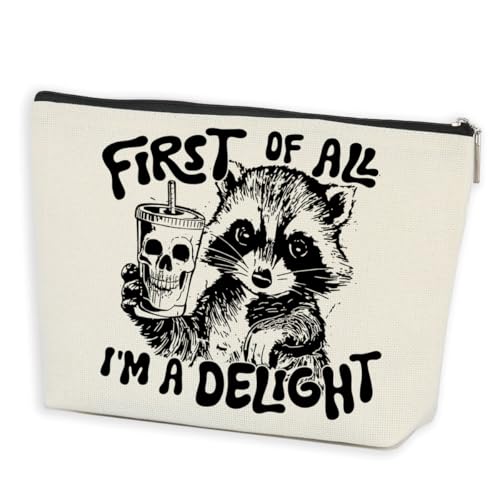 Funny Raccoon Makeup Bag Sarcastic Animal Humor Cosmetic Bag Raccoon Stuff Raccoon Gifts Funny Gifts for Women Raccoon Lovers Friends Coworkers Sisters Christmas Birthday Gifts Travel Toiletry Bag