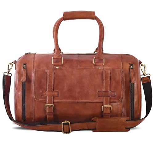 Genuine-Leather-Duffle-Bag-for-Men-Vintage-Weekender-Travel-Bag-Overnight-Carry-On-Luggage-Handmade-Leather-Gym-Bag-for-Men Genuine Leather Duffle Bag for Men | Vintage Weekender Travel Bag | Overnight Carry-On Luggage | Handmade Leather Gym Bag for Men - Image 1