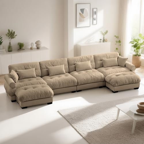 SoarTalent 166" Modern Oversized Modular Sectional Sofa 4-Seater U-Shaped Cloud