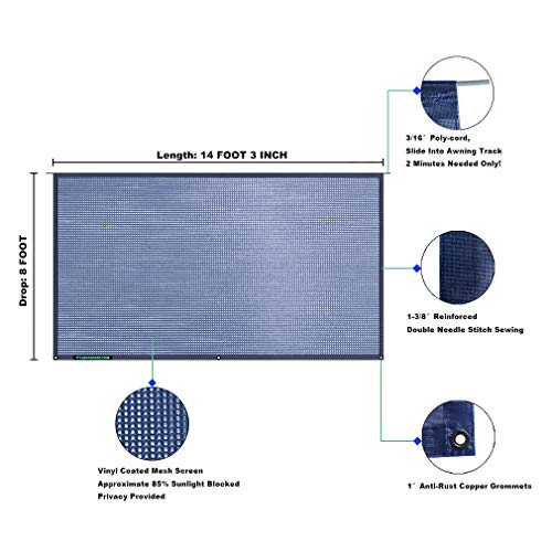 Image of RV Awning Mesh Sun Shade Screen for Motorhome Camper Trailer Sunshade