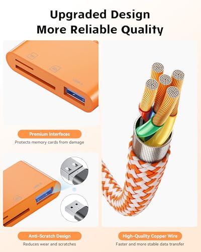 Image of SD Card Reader for iPhone iPad Camera with USB C, Dual Card Slot USB Memory Card Reader Supports SD /TF Card Trail Camera Viewer SD Card Adapter Portable Micro SD Card Reader No App Plug and Play
