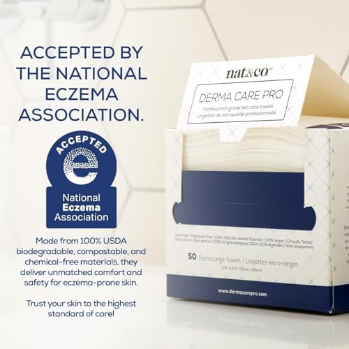 Nat.&Co. Derma Care Pro 100% USDA Biobased Material XL Towel - Professional Grade Extra Large Face Towels - Bio-Based Towel, Makeup Remover Dry Wipes, Facial Wash Cloths for Sensitive and Clean Skin - 1