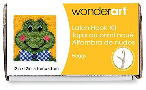 Image of Wonderart Froggy Latch Hook Kit, 12 inch X 12 inch