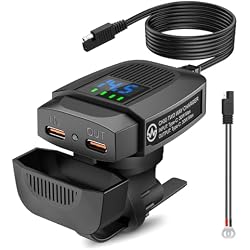 AMPXELL 30W Dual Type-C PD 3.0 Motorcycle Two-Way Charger, SAE to USB Adapter with LED Voltmeter, Waterproof Fast Charger for 12-24V Motorcycle Car UTV Boat Battery Phone GPS