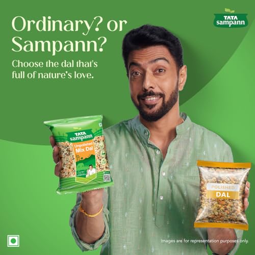 Image of Tata Sampann Unpolished Mix Dal, 500g, Select Grains, Mix Of 5 Lentils (Toor, Chana, Masur, Moong, & Black Urad Split), Rich in Protein & Fibre, Chef Recommended