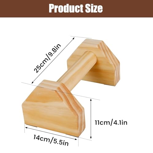Image of Wooden Push Up Bars, walnut Wood Finish, Dumbbell Style Design, Pair (natural)