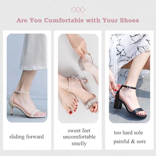 Image of Pigskin Leather Shoe Insoles for Women, Self-Adhesive Barefoot Shoe Inserts for High Heels, Dress Shoes Sandals Flats and Boots, Sockless Shoe Liners Anti-Slip and Ultra-Absorbent, 1 Pair