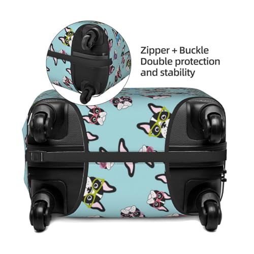 Funny French Bulldog Cute Luggage Cover Protector Anti-Scratch Washable Fits 18-32 Inch Luggage-Large4