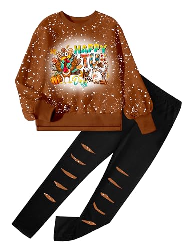 Image of Girls Clothes, Girls Outfits Tie Dye Sweatshirt Tops and Leggings Sweatpants 2 Piece Fall Winter Clothes Set 6-16T