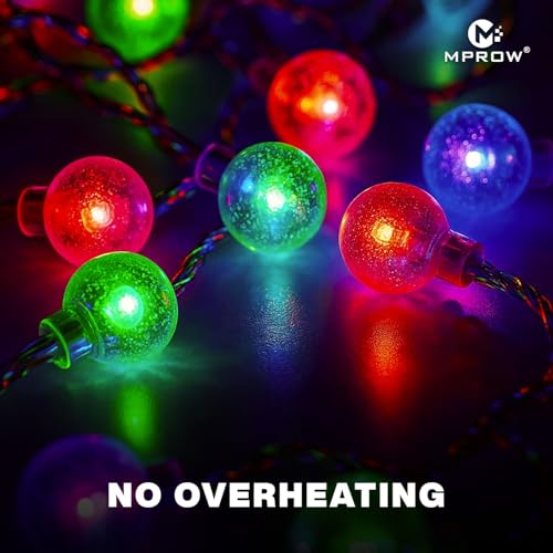 Image of MPROW Multicolor Crystal Ball String Lights Outdoor, 20 LED Waterproof Fairy Lights, 8 Lighting Modes Globe Patio Lights for Gazebo, Bistro, Backyard, Wedding, and Holiday Decoration