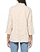John-Mark All Over Embroidered Wire Collar Button Front Blouse with Three Quarters Sleeves, Light Taupe, S