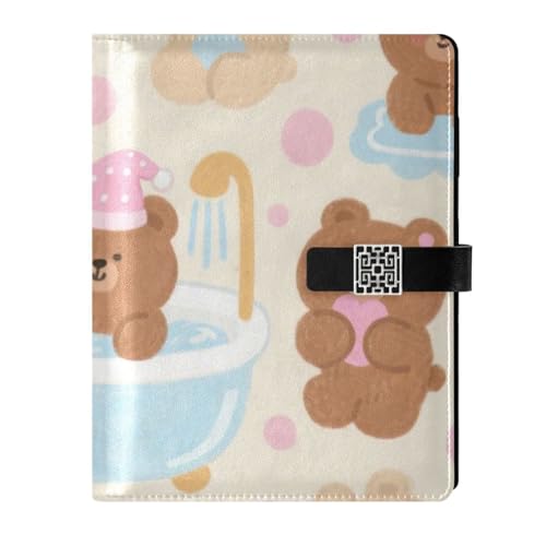 Carnet de notes ligné en cuir ours marron mignon à offrir