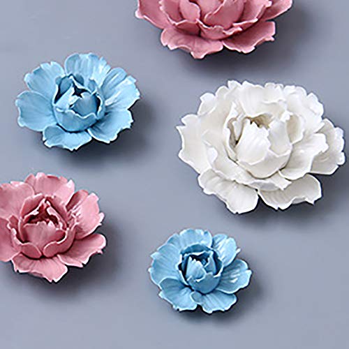 Alycaso Peony Ceramic Flower Wall Décor Artificial 3D Flower Wall Art For Living Room Home Hallway Bedroom Kitchen Farmhouse Bathroom Dining Room, White, 5.90 Inch #TOP5