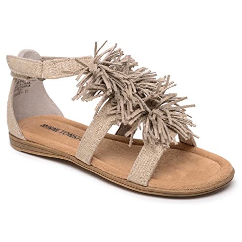 Minnetonka Eloise - Strap Sandals for Toddlers Crafted with Faux Suede Upper, Fabric Lining, Velcro Ankle Strap Closure, Cushioned Footbed, and Rubber Outsole