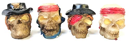 Eclipse Novelty Glow In The Dark Pirate Skull Design Hand Painted Resin Cigarette Snuffer, 4ct, Smoke Head Stop, Butt32-4