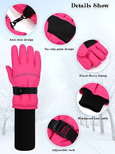 Cooraby 2 Pack Long Kids Winter Ski Gloves Waterproof Warm Snow Gloves Thick Unisex Mitten Gloves For Girls Boys #TOP2