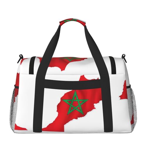 Morocco Flag Map print Travel Duffle Bag Gym Bag for Women,Puffer Tote Bag,Weekender Overnight Bag Organizer2