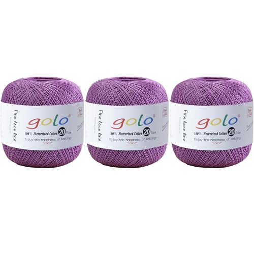 golo 3 Balls Crochet Thread Size 20 Embroidery Thread Crochet Yarn for Hand 634