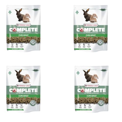Versele-Laga Complete Cuni Adult | Paquete de 4 | 4 x 500 g | Alimento Completo para Conejos Adultos | Sabrosos pellets Todo en uno | con Fibras largas y Hierbas