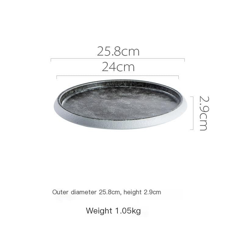 ERoomQ Dipping Bowls Creative Food Plate Pasta Plate Dessert Plate Flat Plate Home Vegetable Plate Dish Restaurant Ceramic Tableware Appetizer Bowls,One Color-L (One Color L)
