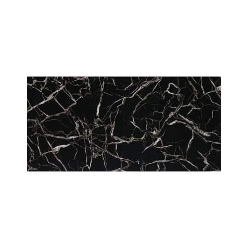 IZODEKOR Revêtement Mural Aspect Marbre - Panneau Mural Pour Salon, Cuisine, Salle de Bain et Chambre, Alternative au Carrelage en Marbre, Effet Granit et Surface Brillante | 1 Pièce, Black White