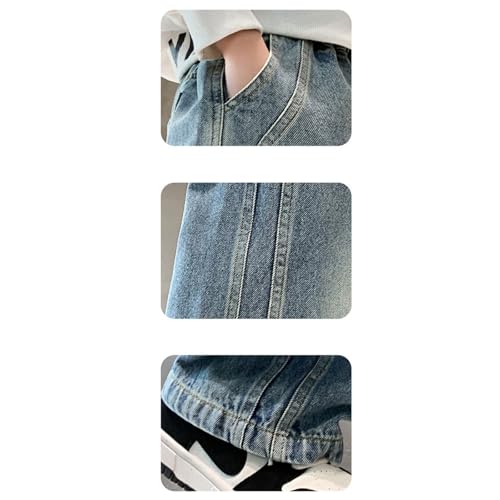 Boys Baggy Wide Leg Jeans Straight Patchwork Elastic Waist Retro Streetwear Denim Pants Kids Loose Fit Trousers2