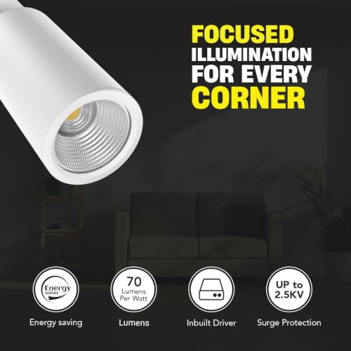 Image of Goldmedal Bibo 12W LED Surface Spotlight | Focus Light |Neutral White (4000K)| Adjustable Base | with 36Beam Angle | for Kitchen,Living Room & Malls | Up to 80 Lumens Per Watt | Body Colour:White