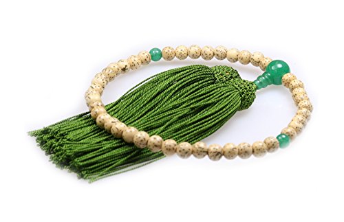 中郷 明治18年創業 京念珠 星月菩提樹 尺玉 アベンチュリン仕立 正絹頭房付 念珠袋付 念珠袋付 (全ての宗派で使える女性用)