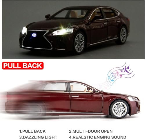 Image of 1 /32 Compatible for Lexus Ls500h Model Car, Zinc Alloy Pull Back Toy car with Sound and Light for Kids Boy Girl Gift (Brown)