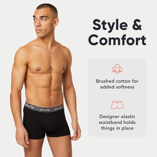 FM London 4/8-Pack Mens Boxers with Elastic Waist - Soft Boxer Shorts Men, Stretch Fit Underwear for Everyday Wear - Fitted Hipster Underwear