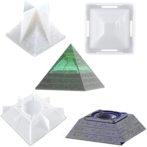 Ashtray Molds for Resin, Large Pyramid Molds, Ashtray Mold with Lid for Windproof DIY Ash Tray Epoxy Resin Molds, Silicone Mold Casting Storage Box