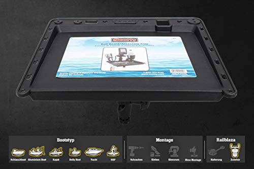 Railblaza kompatible Bait Board Kleiner Tisch (250x310mm) für Dein Angelzubehör, Farbe:schwarz