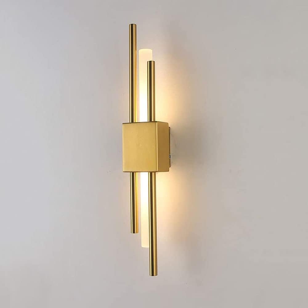 UIOPPOI LED Wall Sconce 8W Creative Up and Down Lighting Modern Indoor Acrylic Wall Lamp Night Light for Bedroom Living Room Hallway Stairs, 3000K Warm White Light (Color : Gold L)