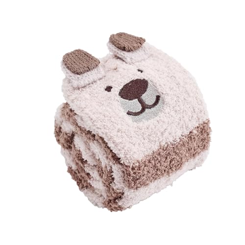 Image of Thigh High Fuzzy Socks Cute Animal Coral Fleece Over the Knee Thigh High Long Stockings Warm Stripe