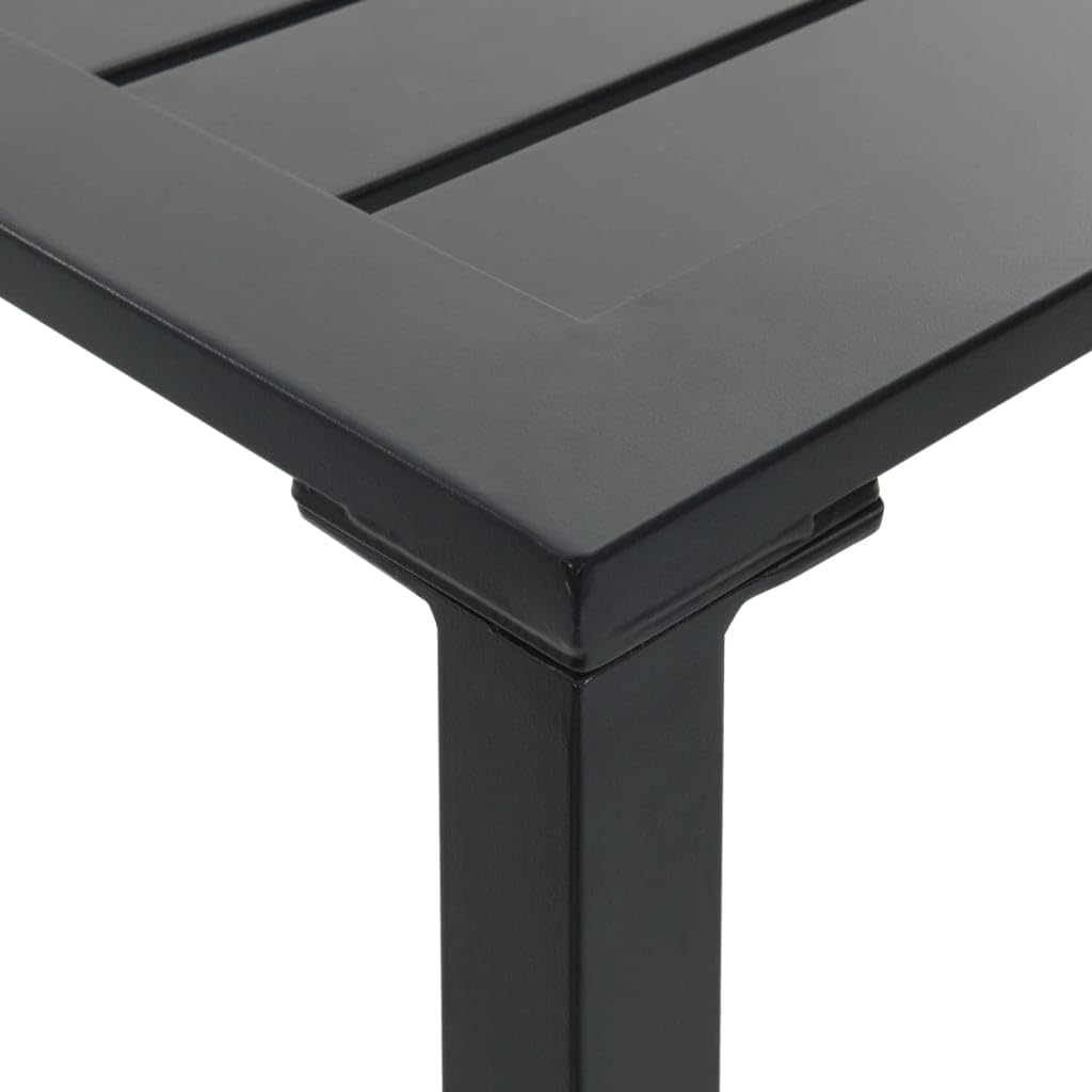 Tavolo da Bar Alto in Acciaio Nero 200x100x110 cm | Bancone alto con ripiano a doghe per arredare giardino, terrazzo o zona pranzo interna.