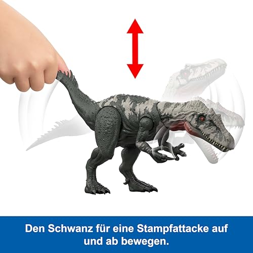 Mattel Jurassic World: Die Wiedergeburt Gigantic Thrashers-Dinosaurierfigur, Chilantaisaurus große Spezies Spielzeug, 2 Stampfattacken… – Ansicht 3