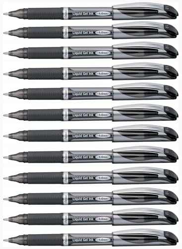 Roller gel Pentel Energel 1 mm noir en lot de 12 stylos