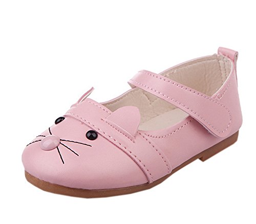 Cute Cat Shoes for Toddler Girls PU Leather Mary Jane Pink 26