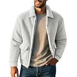 HAOLEI Forro Polar Hombre Cuello Solapa Chqueta de Felpa de Doble Cara Manga Larga para Hombre Suave y Cómodo Cardigan con Botones Color Sólido Informal Cazadora Otoño e Invierno Cálido Outwear