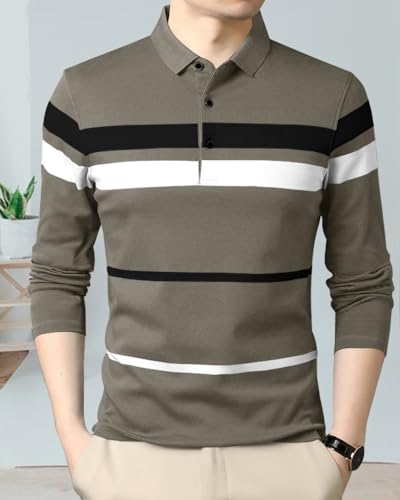 Image of Noble Monk Men's Polycotton Regular Fit Full Sleeves Polo T-Shirt