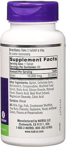 Biotina 10000mcg 60 Tabs Natrol Importado Original