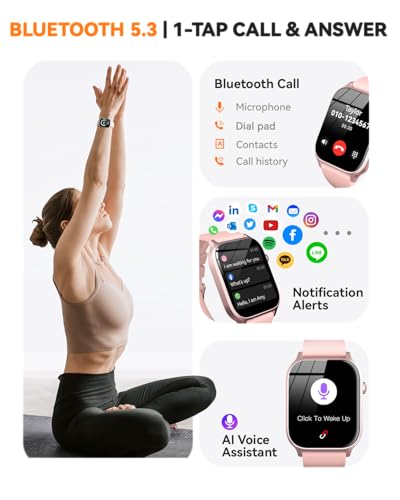 Smart Watch for Women Men- Answer/Make Call, Fitness Step Tracker Watch with Sleep Monitor/Activity Counter/110+ Sport Mode, Smartwatch for Andriod iPhone iOS Compatible (Modern, Pink, 1.83) - Image 3