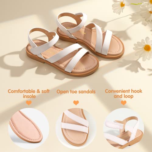 PANDANINJIA Girls Sandals White Toddler Kids Flat Dress Shoes Size 5 by PANDANINJIA - Used condition - Image 4
