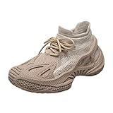 Tenis de lentejuelas para caminar, de malla, patrón de escamas de peces, tenis de moda para mujer, talla 9, Khaki, 5.5 UK 3X-Narrow