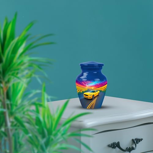 Image of Car Urn - Decorative Urn - 3 Inch - Pack of 4 - Unique Urns for Human Ashes - Memorial Urns for Male & Female - Keep Sake for Ashes