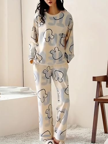Image of GLASGO Women's Cotton Pajama Set with Top & Pants|| Korean Night Suit|| Lightweight Printed Set || Soft & Comfy Sleepwear for Girls & Women || LNS-3-$