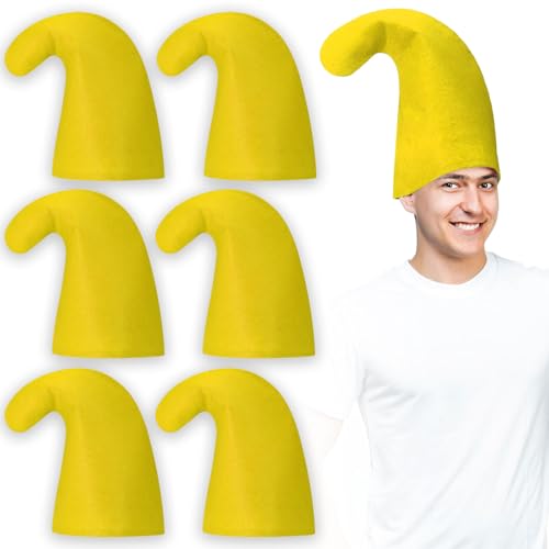SATINIOR 6 peças chapéus de gnomo de carnaval chapéu anão de feltro para adultos vestido de Natal para disfarce de fantasia cosplay acessório de festa (amarelo)